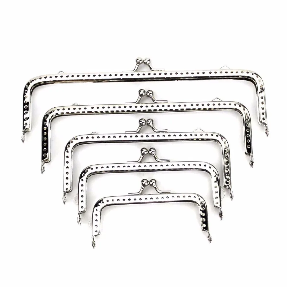 

20 pcs/lot Glossy Silver Square Metal Purse Frame Kiss Clasp Lock High Quality DIY Bag Parts Accessories 8.5/10.5/12.5/15.5/18CM