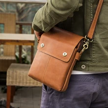 J.M.D Винтаж из натуральной коровьей кожи коричневый Слинг Сумка Для Мужчин's курьерские Сумки с клапаном 1006B