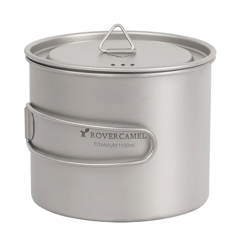 

Tiartisan 1100ml Titanium Cup Pot Ultralight Portable Hanging Pot with Lid and Folding Handle Outdoor Camping Hiking Backpack