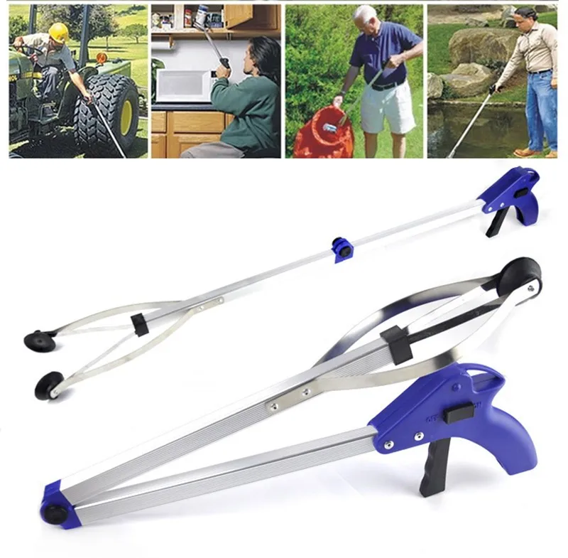 

Foldable Pick Up Reaching Long Arm Gripper Helping Hand Tool Outdoor picking Garbage long handle clips Clamp tong drop shipping