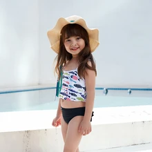 Купальный костюм для маленьких девочек, детский купальник-бикини, детский купальный костюм из двух предметов, красивый купальный костюм с рыбами, женский пляжный костюм