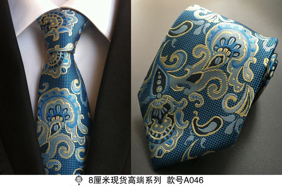 neck tie 100% silk Thick cloth paisley tie for men 8cm navy and red striped Neckties wedding dress