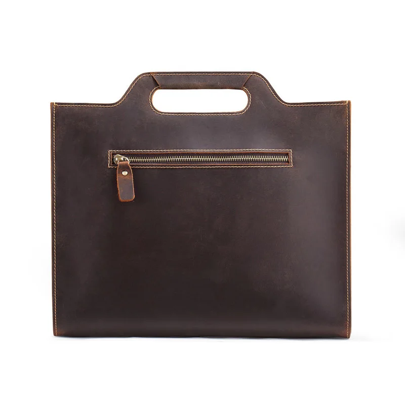  New Genuine Leather Men's Handbags Retro Crazy Horse Leather Men Tote Bag Shoulder Messenger Busine