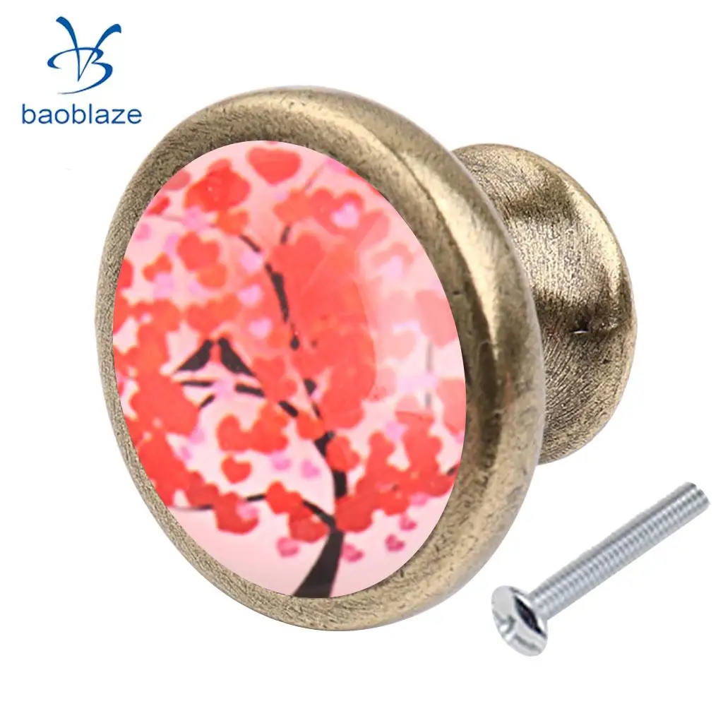 Baoblaze Tree Pattern Retor Metal Pull Knobs Cabinet /Drawer/ Cupboard/ Wardrobe/ Door/ Bin Pull Handle for Home DIY Decor