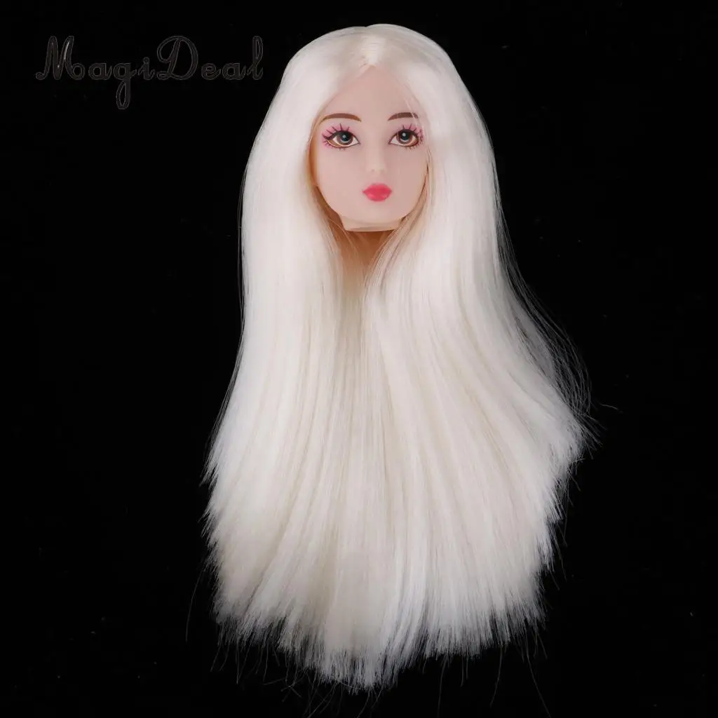 1/6 Female Action Figures BJD Head Sculpt White Hair DIY Custom for DOD SD DD Dollfie Accessories