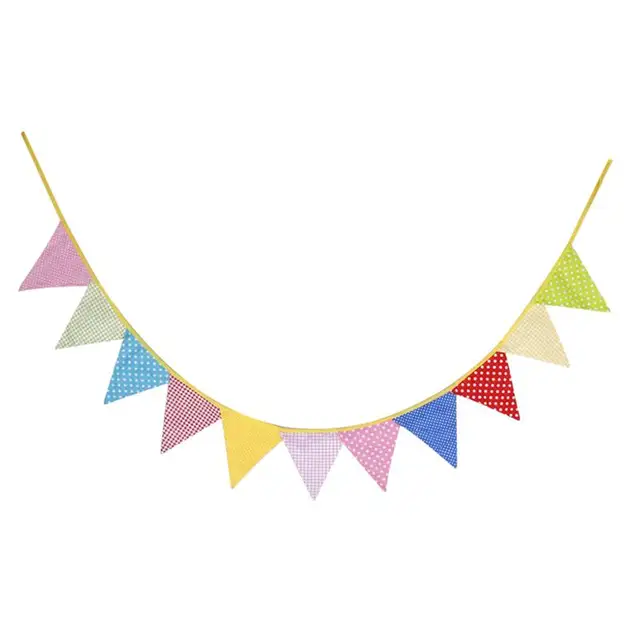 11 flags dot grid pattern cute cotton fabric banners wedding bunting