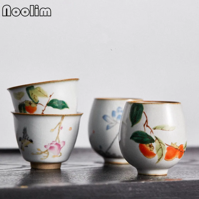 

Handmade Ceramic Tea Cups Handpainted Porcelain Tea Mugs Chinese Kung Fu Tea Set Drinkware High Quality Teacups