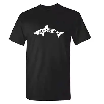 

Mens Tribal SHARK Tshirt - Custom T-shirt Birthday Present Gift Tattoo Fashion Men Woman T Shirt Free Shipping