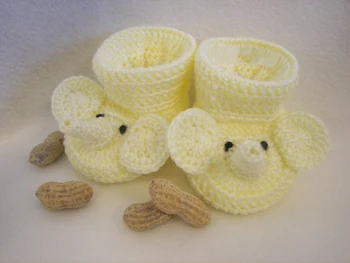

Baby Booties,Yellow Elephant Finely Finished Crochet Baby Gift