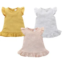 12 м-3 т Лето Новинки для девочек белье однотонные кружевное платье, три цвета футболка принцессы Одежда для девочек
