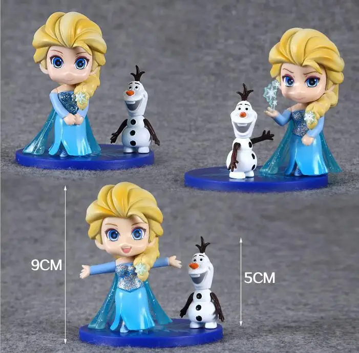 Disney Frozen мультфильм 3 компллот ./9 см Q Veresion милые Эльза И Олаф Фигурки ПВХ Аниме