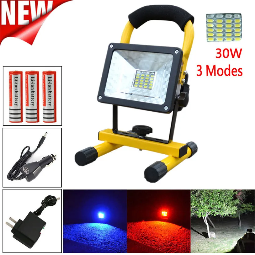 

30W 24 LED Portable Rechargeable Flood Light Camping Fishing Lamp 18650&Charger Bike Cycling Accessories High Quality Jane 27