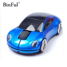 BinFul мини 2,4 ГГц 1600 dpi 10 м беспроводной автомобиль форма красочные USB светодиодный оптическая мышь Мыши для ПК ноутбук