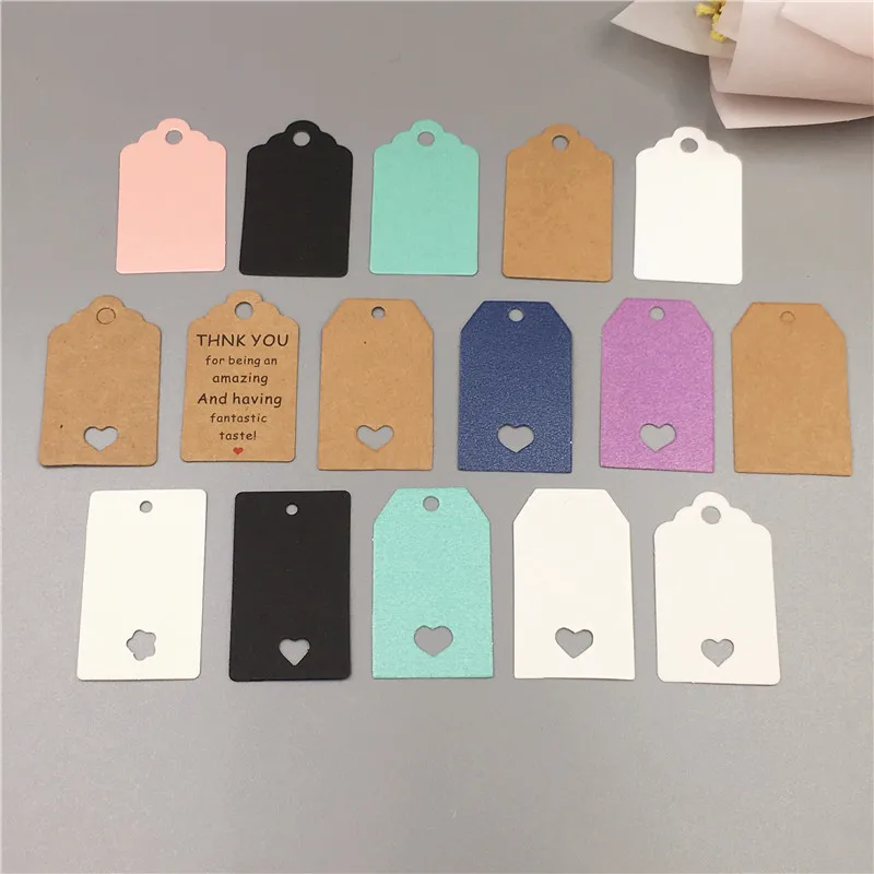 

50Pcs/Lot 5x3cm Kraft Paper Handmade Thank You Label For Clothing Garment Foods Paper Tags Hang Labels Party Weeding Etiquette