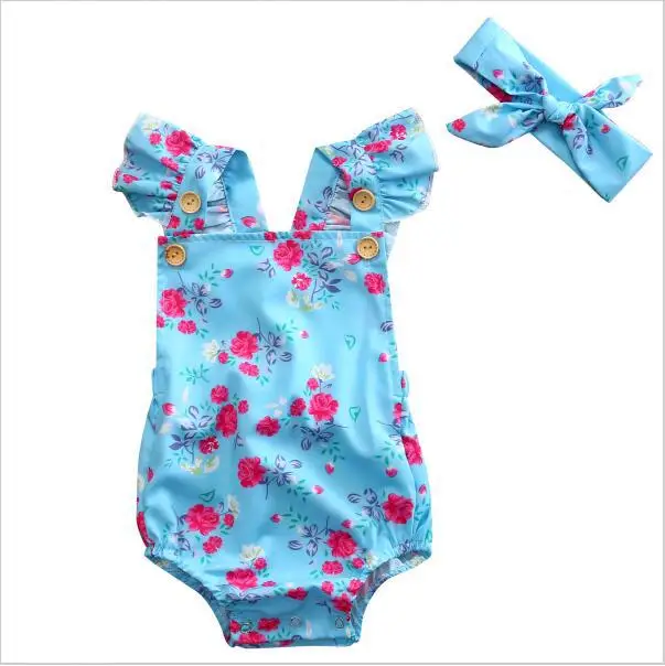 Baby Bodysuits Summer Newborn Infant Girl Ruffle Sleeveless Floral ...