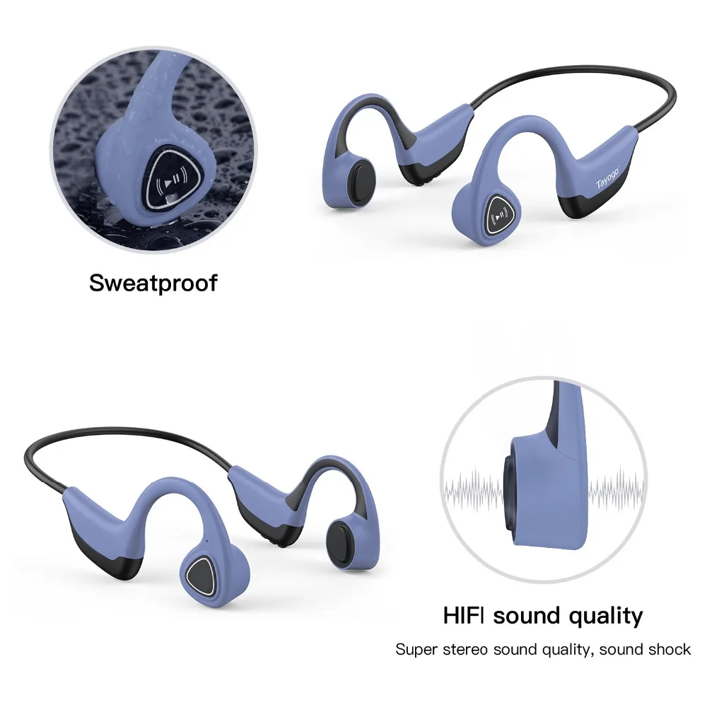 Беспроводная bluetooth-гарнитура Tayogo с костной проводимостью, наушники с поддержкой спортивных ушных крючков, HIFI Bluetooth игровая гарнитура с микрофонами