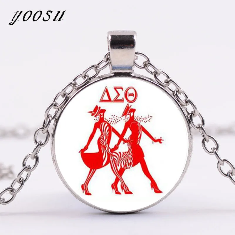 HOT Fashion Greek Greece Sorority Fraternity Organization Delta Sigma Theta Symbol Jewelry Glass Cabochon Pendant Women Necklac | Украшения