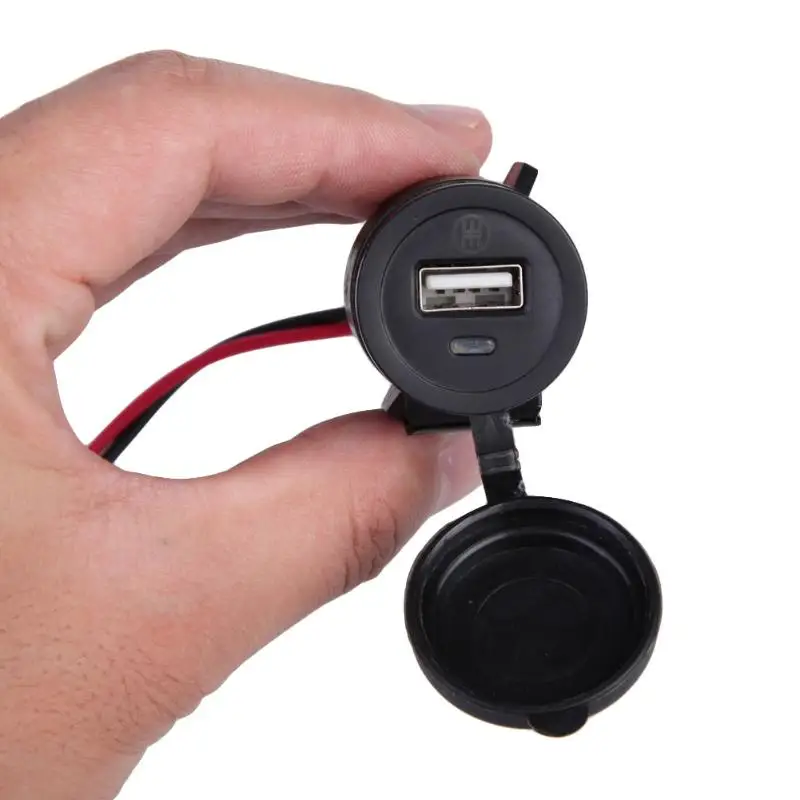 Waterproof Motorcycle USB Charger 12V Plastic Cover USB Charging Power Adapter with LED Indicator Light Moto Accessories Waterproof Motorcycle USB Charger 12V Plastic Cover USB Charging Power Adapter with LED Indicator Light Moto Accessories