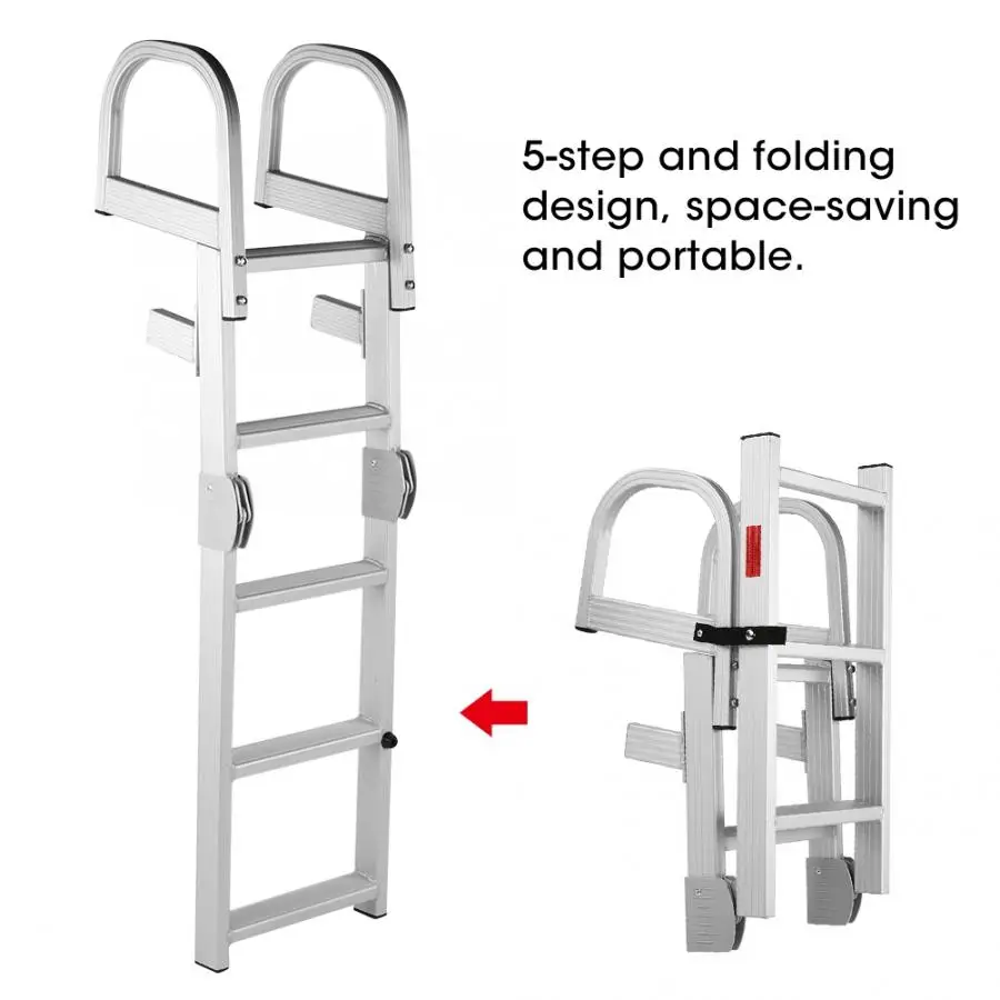 Набор автомобильных педалей, алюминиевая понтонная Морская Лодка Лестница, 5 ступенчатая складная лестница, автомобильные аксессуары, запчасти для автомобилей из алюминиевого сплава