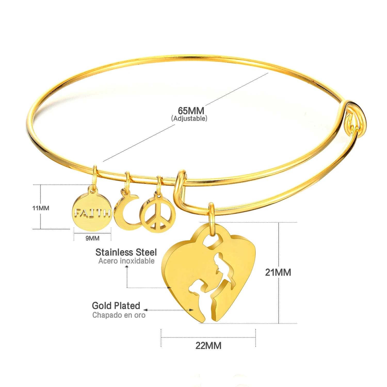 LUXUSTEEL нержавеющая сталь золото регулируемая фотокожа сердце подвески проволока