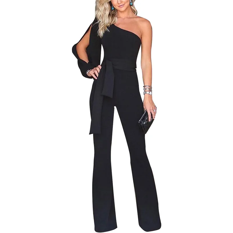 one shoulder dressy jumpsuits