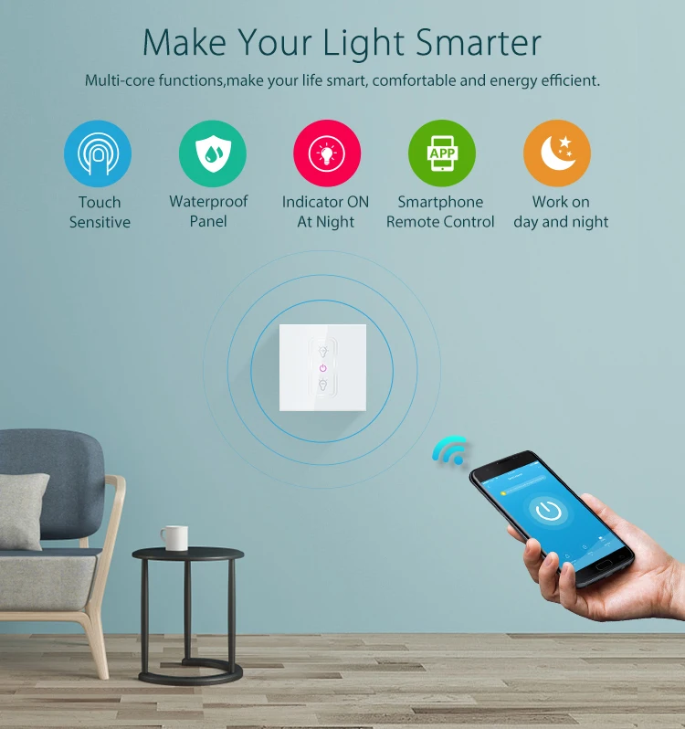 NEO Coolcam WiFi регулятор яркости освещения умный сенсорный выключатель света лампочка с регулированием яркости работа с Amazon Alexa Google Assistant