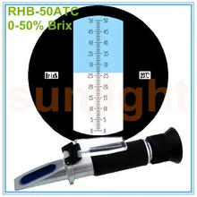 6 шт./партия RHB-50ATC широкий диапазон 0-50% рефрактометр Брикса с пластиковой розничной коробкой и отслеживаемой службой доставки
