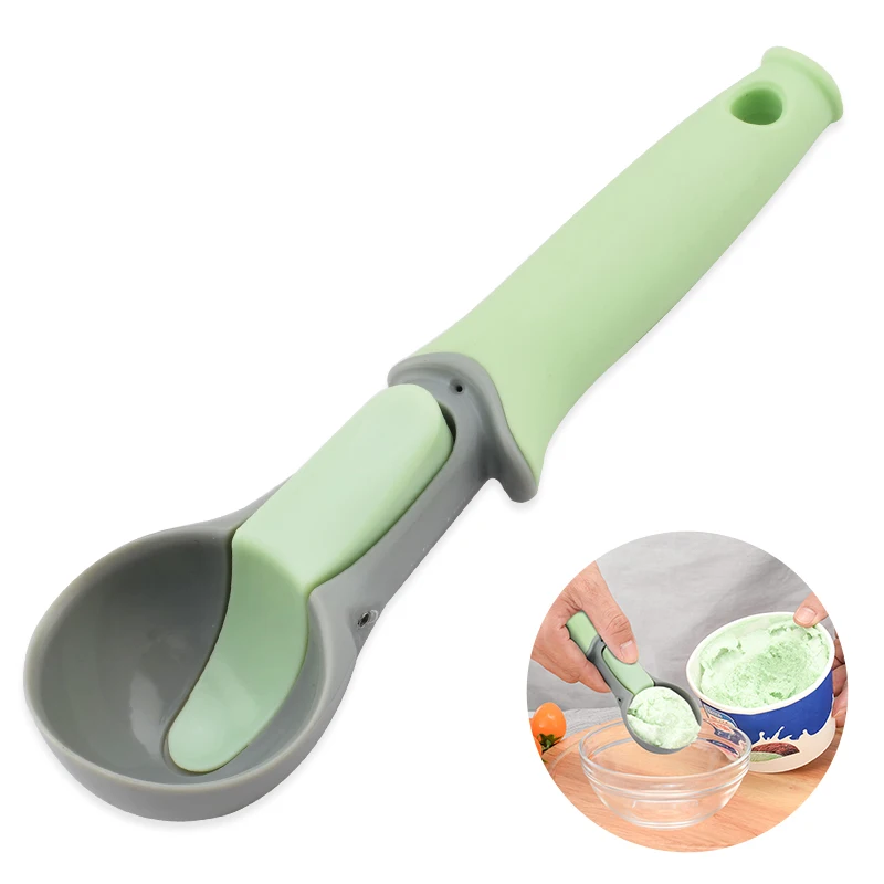 ABS Ice Cream Scoop With Trigger Ball Shape Pastry Dessert Spoon Meat