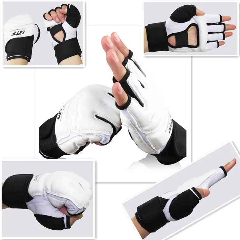 sne hvid Rejsende købmand Rise Taekwondo gloves WTF approve PU leather adult kids MMA Boxing glove karate  martial arts kung fu protector Wing Chun hand guard