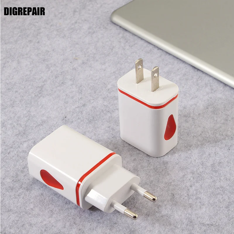 المزدوج منافذ Usb الولايات المتحدة الاتحاد الأوروبي التوصيل شاحن يو اس بي قطرات من المياه مصباح ليد الهاتف المحمول سريع شحن الطاقة محول لفون ل...