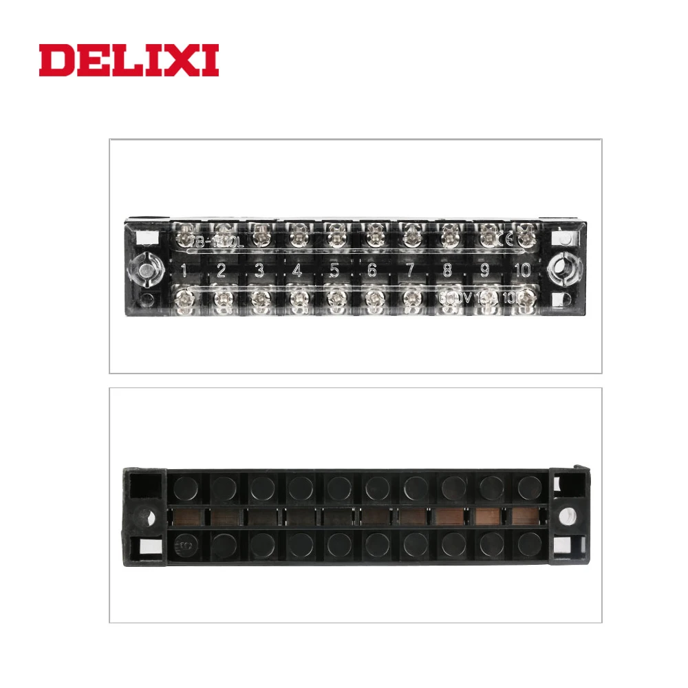 DELIXI 10 шт. двухрядная Клеммная колодка полосы TB1503 600 в 15A Позиции Электрический провод соединитель клеммные барьерные блоки