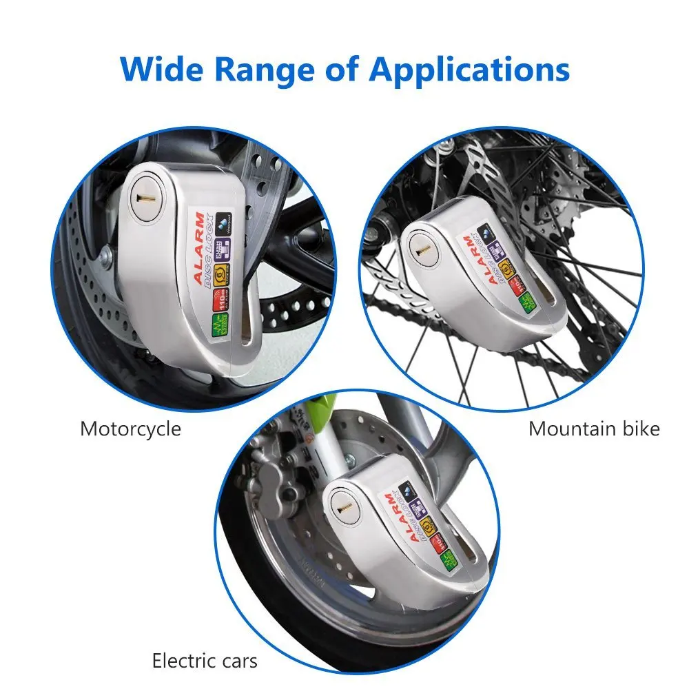 

INBIKEBike Alarm Disc Lock Anti-theft Brake Disc Security Alarm Electron Lock 6mm Pin for Motorcycle Motorbike Safety Bicycle