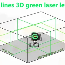 Высокая точность зеленый лазерный уровень 3D 12 линия Slash Зеленый Открытый лазерный уровень перекрестная линия лазерный инфракрасный литой линии