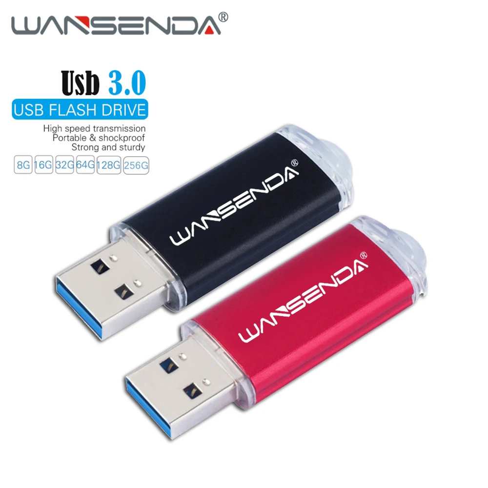 WANSENDA 256 ГБ 128 флеш накопитель USB 3 0 64 32 16 8 быстрая скорость металла U диск флешки реального ёмкость мини ручка