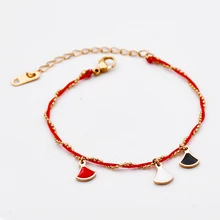 Тонкая красная веревочная цепь, браслеты и браслеты для женщин, ракушка, очаровательный браслет, роскошный бренд 316L, браслет из нержавеющей стали, ювелирное изделие
