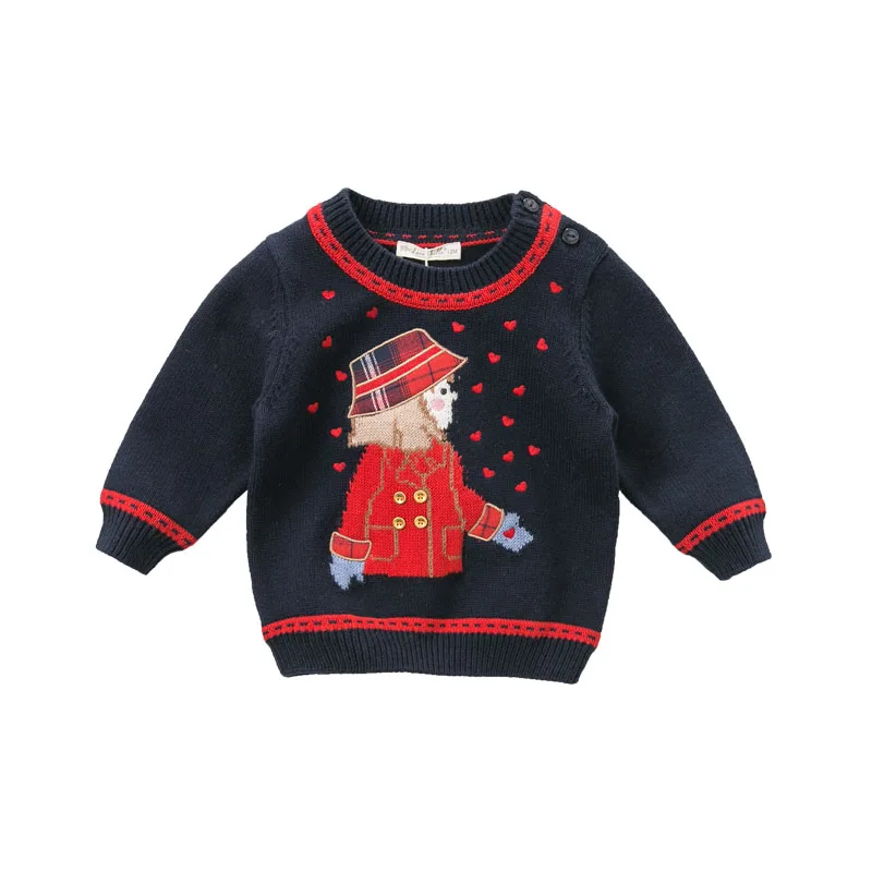 DB8434 dave bella/осенний модный топ для маленьких девочек; пуловер для малышей; детский изысканный вязаный свитер в морском стиле - Цвет: navy