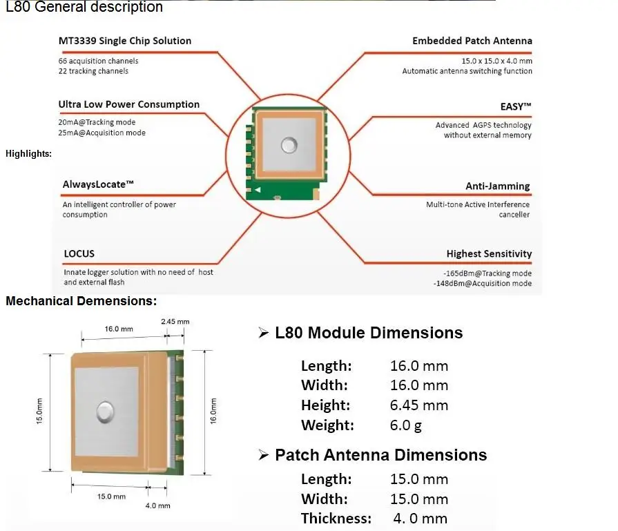 Gps модуль L80 интегрированный с патч-антенной MTK3339 чип с антенной ttl заменить FGPMMOPA6H PA6C