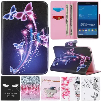 

Cute Cartoon Butterfly Flower Cat Bear Stand Flip Leather Fundas Case For Samsung Galaxy Tab 4 7.0" T230 T231 T235 Tablet Cover