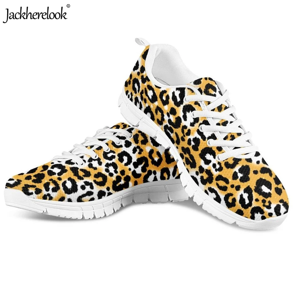 

Jackherelook Cheetah Leopard Print Flats Shoes Women Casual Summer Spring Lace Up Sneakers Lightweight Breathable Footwear Lady