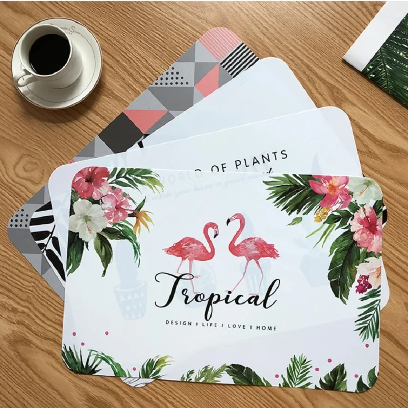

Cute Flamingo Cartoon Waterproof Placemat Coasters Tableware Mat Heat-Insulated Table Mat Kitchen Pot Plate Dishes Bowl Cup Pad