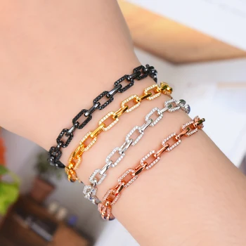 

missvikki 4 Colors Handmade Luxury Thick Chain Unique Design Bracelet Full Shiny Cubic Zirconia Women Anniversary Party Bijoux