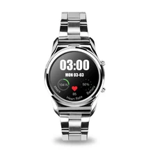Bluetooth Smart Uhr Wasserdichte Fernbedienung Herzfrequenz Edelstahl Lederband Runden Smartwatch Für iPhone Android