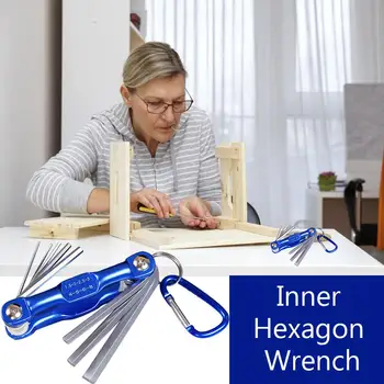 

New Arrival Folding Internal Hexagonal Wrench Set Metal Internal Metric Wrench Hex Key Set With Repair Tool Portable Tool Set