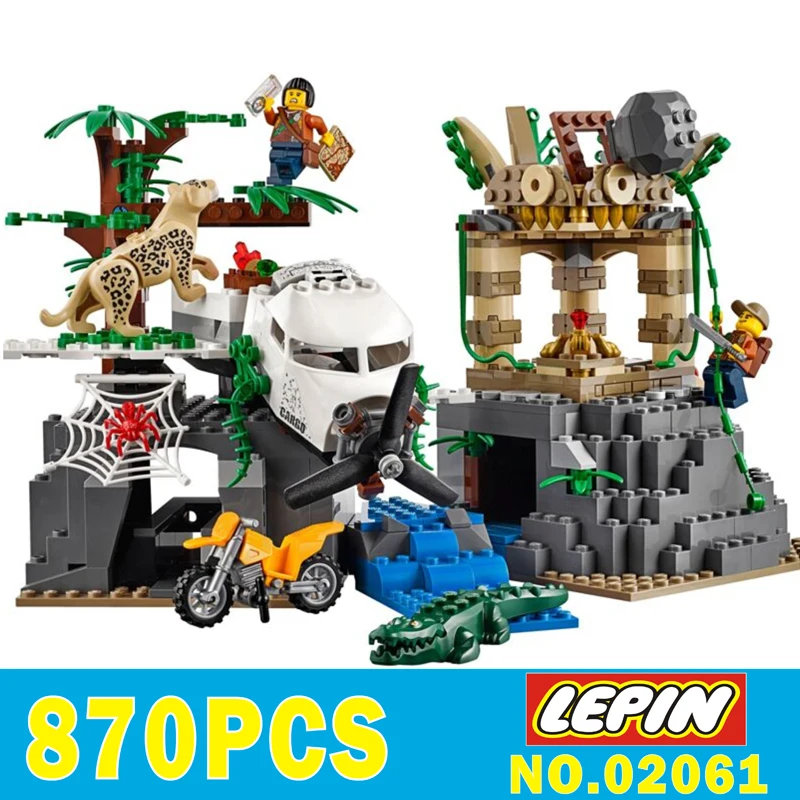 

Compatible Legoe City 60161 Lepin 2017 02061 870pcs Jungle Exploration Site Figure building blocks Bricks toys for children