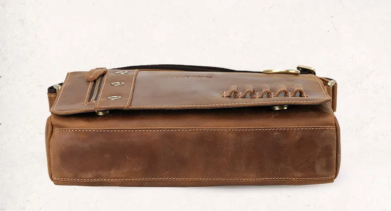 Дизайнерские Сумки-мессенджеры Tiding из натуральной кожи на плечо, 13 дюймов, сумка для ноутбука, повседневная однотонная мягкая сумка-портфель, мужская сумка коричневого цвета 1006