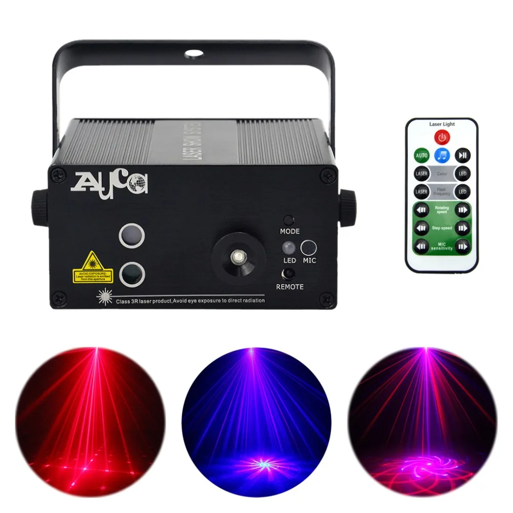 

AUCD Mini 20 RB Patterns Laser Crossover Effect Projector 3W Blue LED Mixing Effect DJ KTV Show Home Party Stage Lighting L20RB