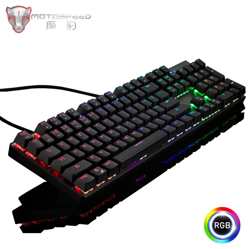 

Russian/English Genuine Motospeed CK104 Gaming Mechanical Keyboard RGB Backlit 104 key Blue/Red Switch wired Keyboard for gamer
