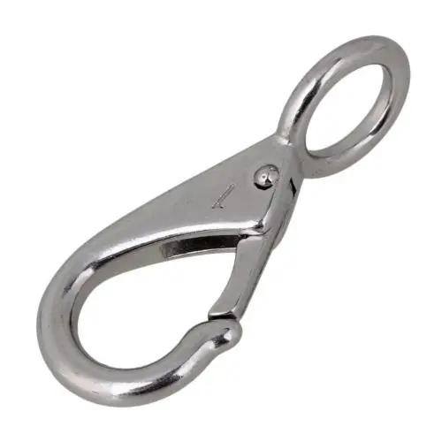 

73.3mm 304 Stainless Steel 1# Carabiner Secure Lock Boat Fixed EyeClip Hook Link