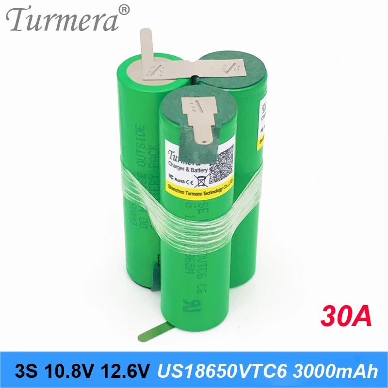 Оригинальный аккумулятор vtc6 3S 12 6 V 4S 16 8 US18650VTC6 3000mah 30A ток разряда для шуруповерта