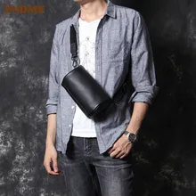 PNDME designer genuine leather men's chest bag simple fashion vintage soft first layer cowhide black shoulder messenger bags PNDME designer genuine leather men's chest bag simple fashion vintage soft first layer cowhide black shoulder messenger bags